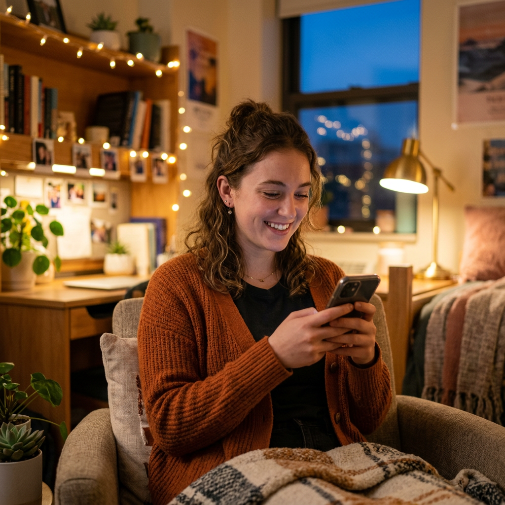 Student placing a food order on their mobile phone